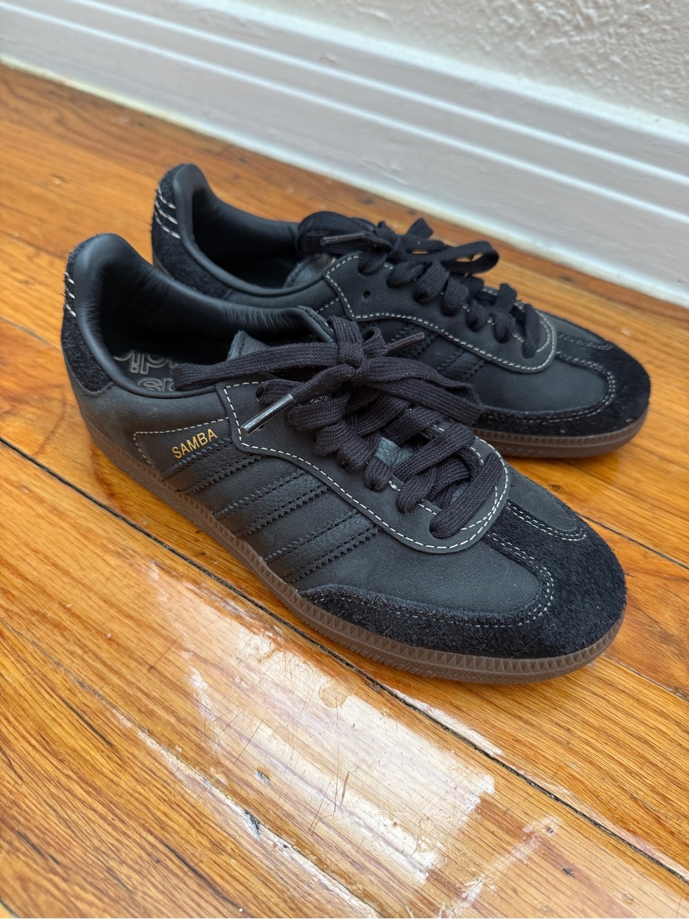 adidas Samba Black Leather & Suede Low-Top Sneakers